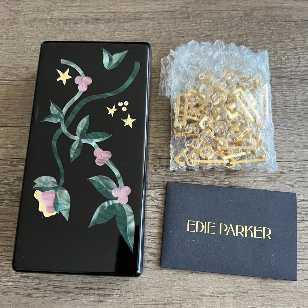 New Edie Parker Currant and Stars Clutch with Chain